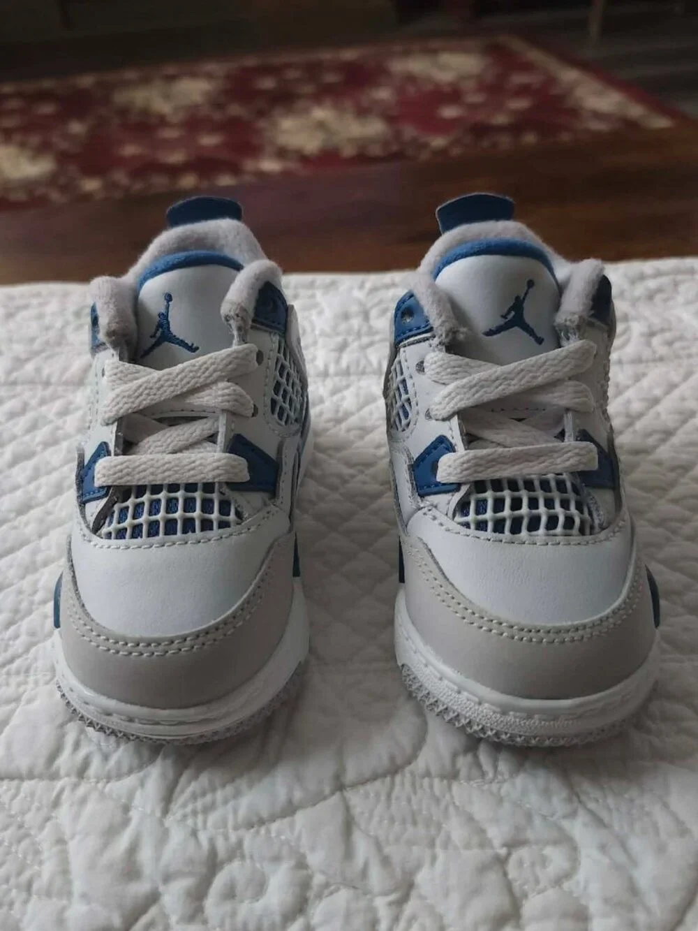 Baby Jordan 4 Retro Military Blue White Toddler Size 4C - Picture 6 of 8